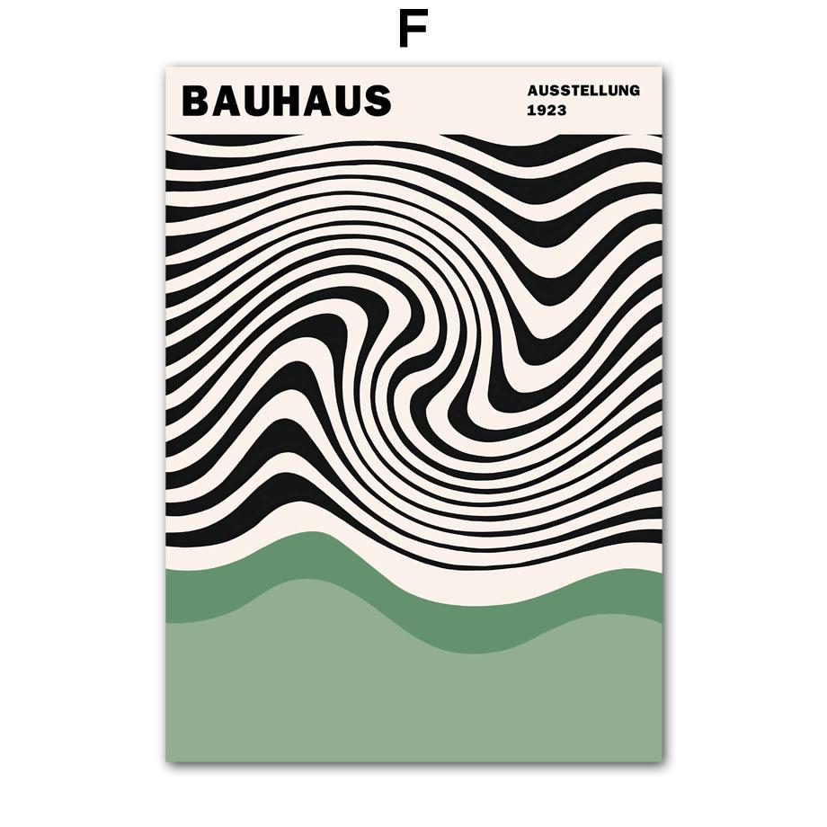 Linjer Randgeometri Bauhaus Abstrakt Väggkonst Dukmålning Nordiska affischer och tryck Väggbilder för vardagsrumsinredning