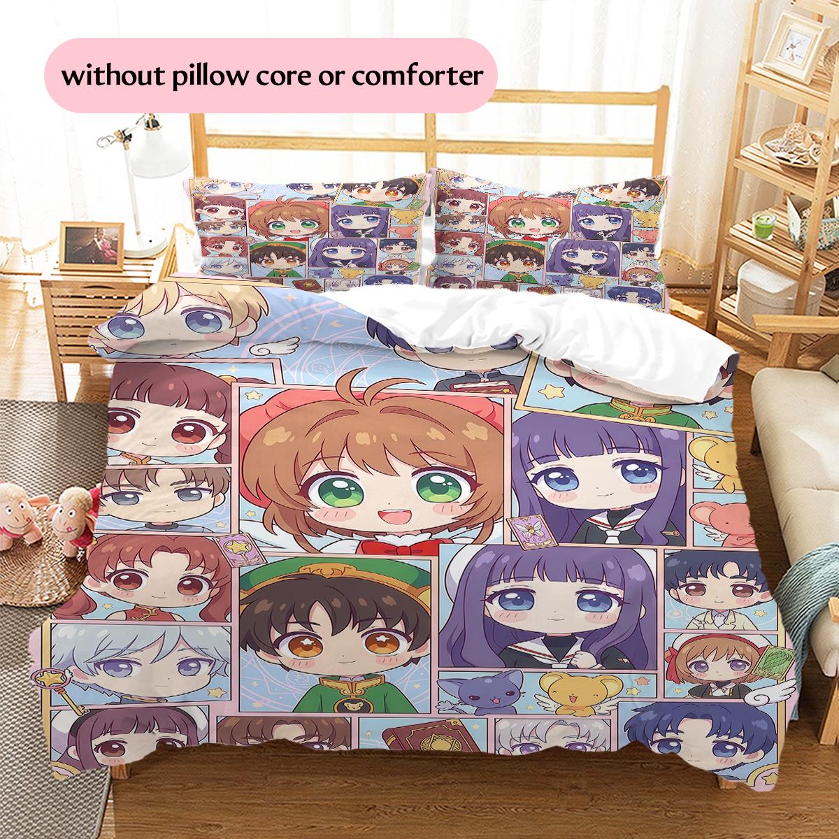 

Cardcaptor Sakura Character Collage Pattern Bedding Home Decoration Festival Gift (1 * duvet cover + 2 * pillowcase, without core) 135x200cm