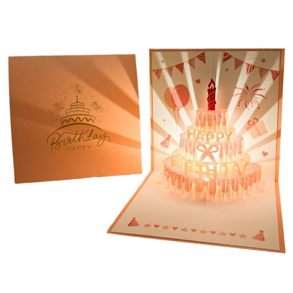 Musical and Light 3D Popup Greeting Card Luxurious Foil Stamping Cards  Birthday Party Supplies
