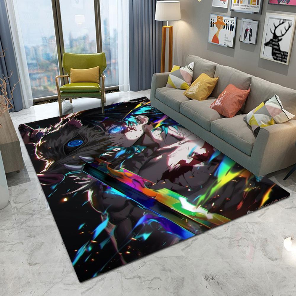  Demon Slayer Blade Carpet Hashibira Inosuke Cartoon Living Room Bedroom Sofa Balcony Entrance Rug Non-slip Mat Home Decor