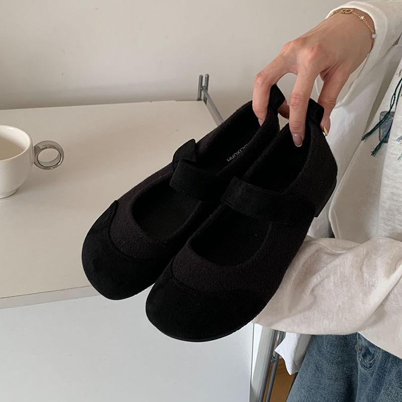 

Мода Мода Застежка-липучка Женские балетки Слипоны Мягкая женская обувь с мелким подъемом Круглый носок Женские туфли-мэри джейн на плоской подошве 35 чёрный