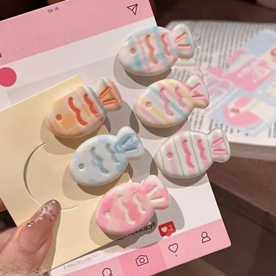 4Pcs Hairpin Cream Macaron Color Snapper Fish Shape Hair Clips Gentle Hold No