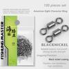 100Pcs Fishing Swivels Stainless Steel Rolling Barrel Swivels Fishing Line Connector Micro Swivel Fishing Lure Solid Ring Swivel