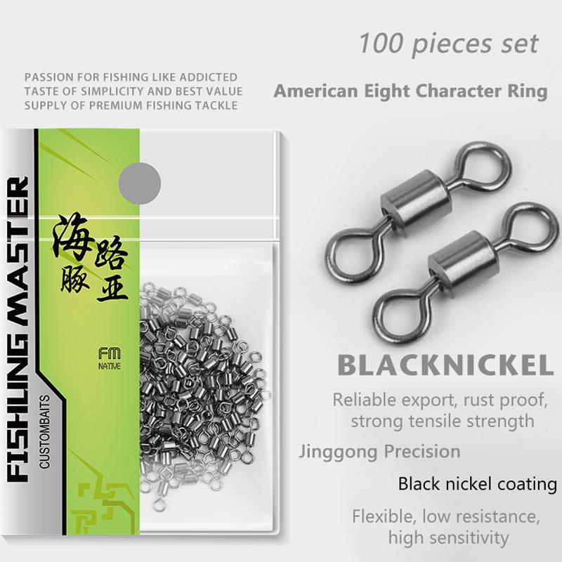 100Pcs Fishing Swivels Stainless Steel Rolling Barrel Swivels Fishing Line Connector Micro Swivel Fishing Lure Solid Ring Swivel