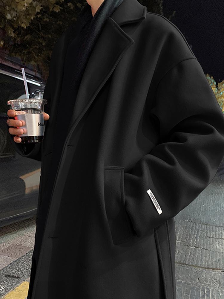 Men's British Style Mid-Length Wool Trench Coat - Autumn High-End Knee-Length Overcoat