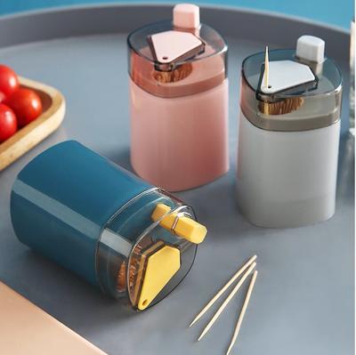 Druckartiger automatischer Pop-up-Zahnstocherhalter Hotel Wohnzimmer Hotel Zahnstocherbox Zahnstocherglas Tragbare Zahnstocherflasche