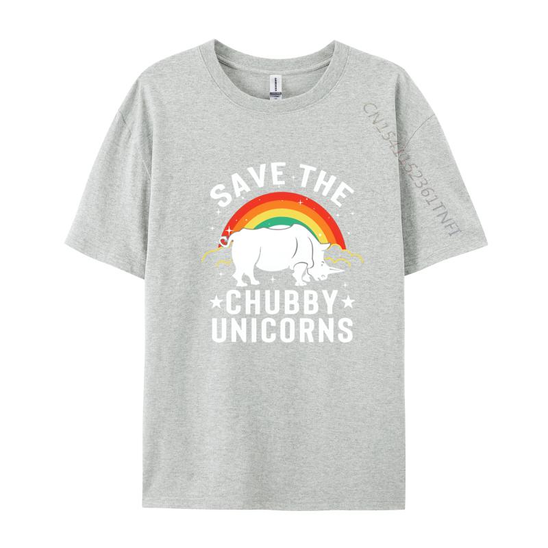Save The Chubby Unicorns Rhino Rainbow TShirt Party Fitness Tight T Shirt Prevailing White Graphic Tee