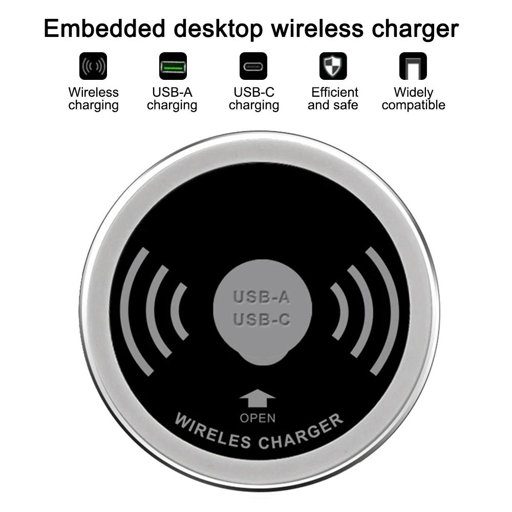 Invisible Wireless Charger  Under Table Furniture Desk Wireless Charging Station Desktop Embedded Charger for IPhone Samsung