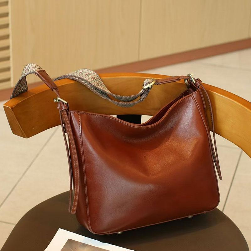 Genuine Leather Women's Bag Luxury Designer Shoulder Bag Vintage Style High Quality Cowhide Women Crossbody Bags 8803