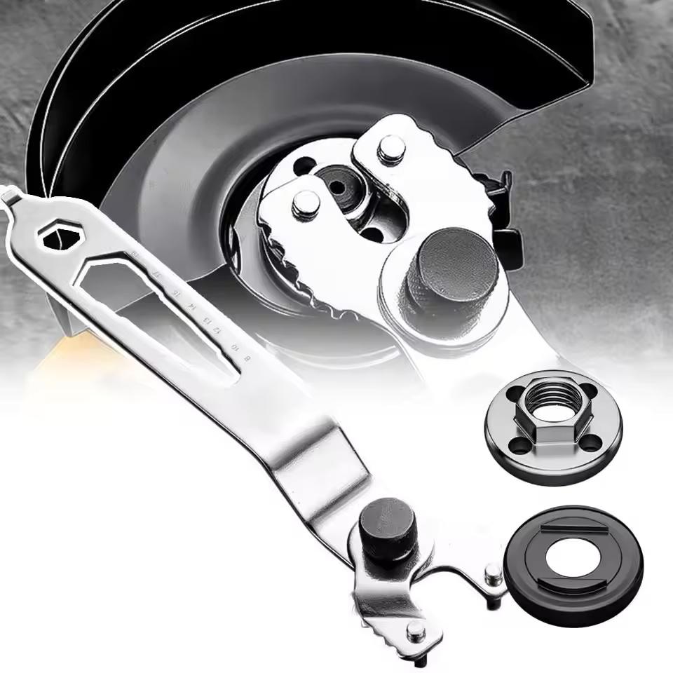 Adjustable Wrench For Angle Grinder With Lock Nut Function And Dual Pressure Plates For Secure Blade Installation