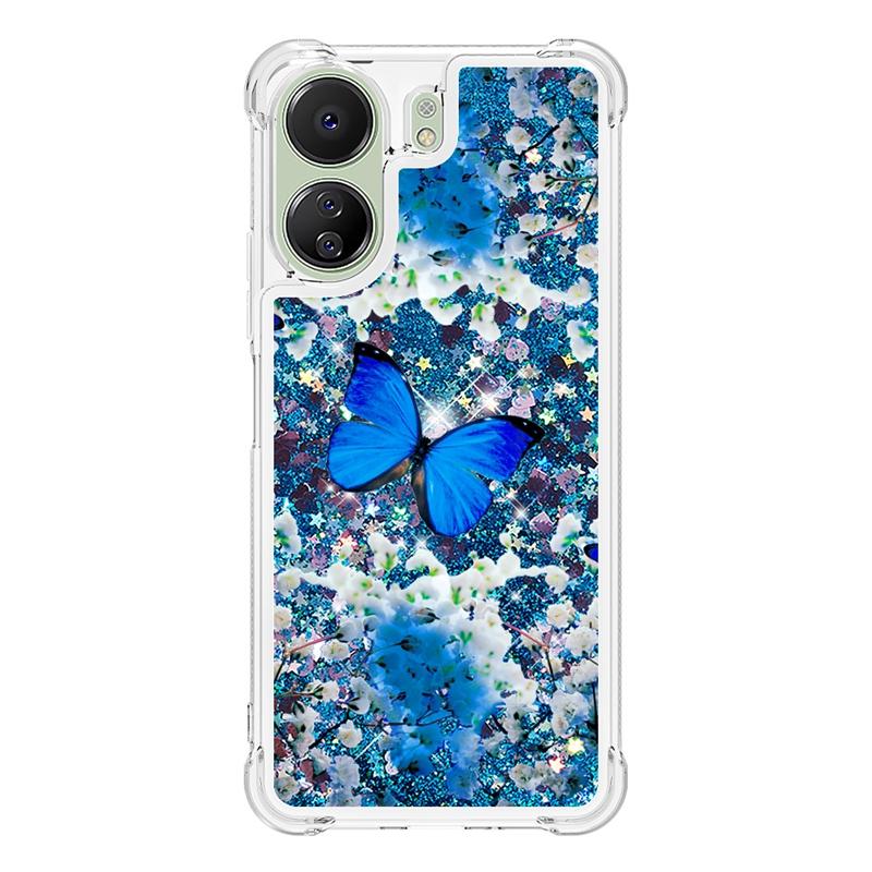 13C Pouzdro Pro Xiaomi Redmi 13C Kryt Malovaný Vzor Třpytivý Tekutý Kryt s Pískem pro Xiomi Redmi 13C 12C Pouzdro na Telefon Fundas