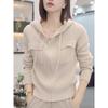 Plus Size Women's Spring 2026 Loose Hooded Knit with Zipper