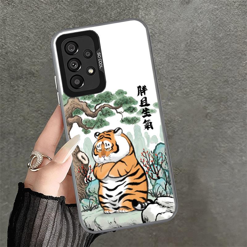 Cartoon Dicker Tiger Lustige Stoßfeste Handyhülle für Samsung A17 A16 A15 A14 A37 A57 A36 A56 A26 A35 A55 A25 A34 A54 A24 A13 A23 A3