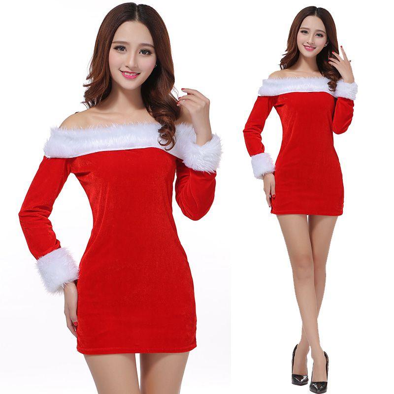 Elegant Xmas Off-shoulder Velvet Dress For Women Perfect For Christmas Parties