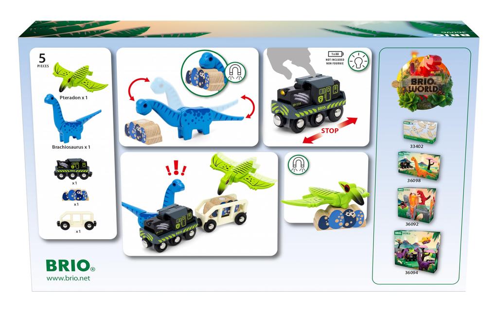BRIO Dinosaur Train for ages 3 and Wooden Gift 36096, up. [Toy, Toy, Locomotive, Car, (Birthday/Christmas)]