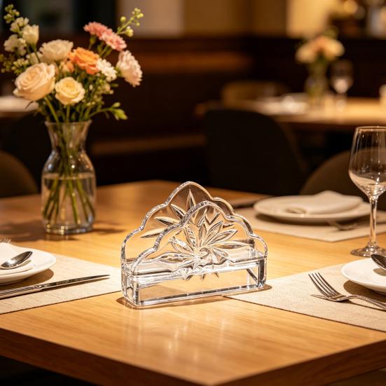 Tissue Holder, Crystal Glass Modern Style, Durable Scratch-Resistant Organizer, Dispenser for Restaurant Napkins Business