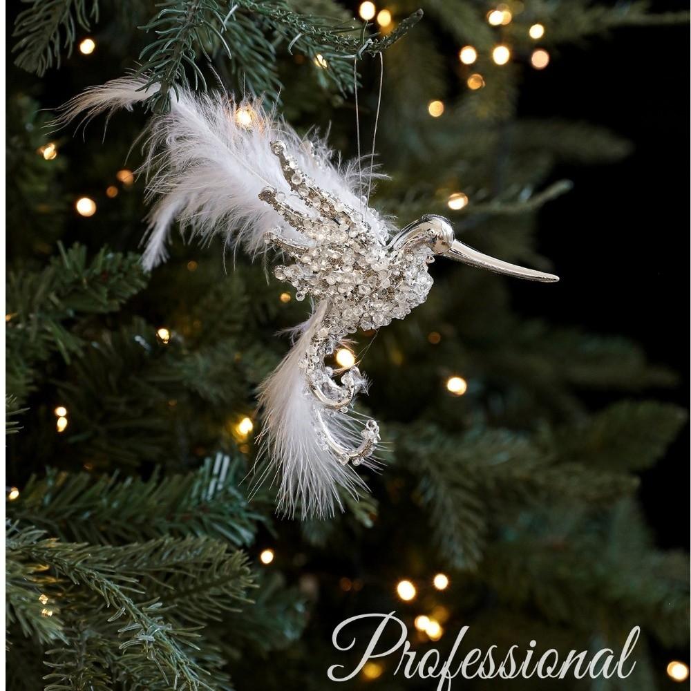 New Glitter Christmas Hummingbird Ornaments Realistic Simulate Simulation Bird Decor Faux Hummingbird Home Decor