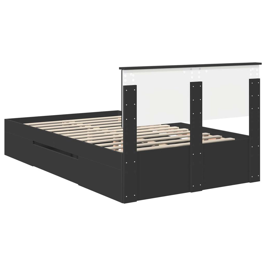 Bed Frame with Headboard Black 137 x 203 cm Engineered Wood