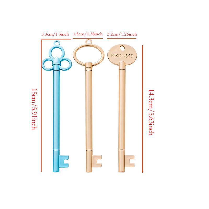 6/12pcs 5 Colors Vintage Key Shape Pen Ballpoint Pen 0.38mm