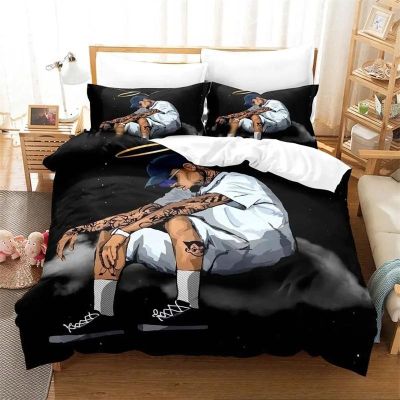 Music Print Chris Brown Bedding Set,Duvet Cover Comforter Bed Set Quilt Cover Pillowcase,King Queen Twin Size Boys Girls Adults