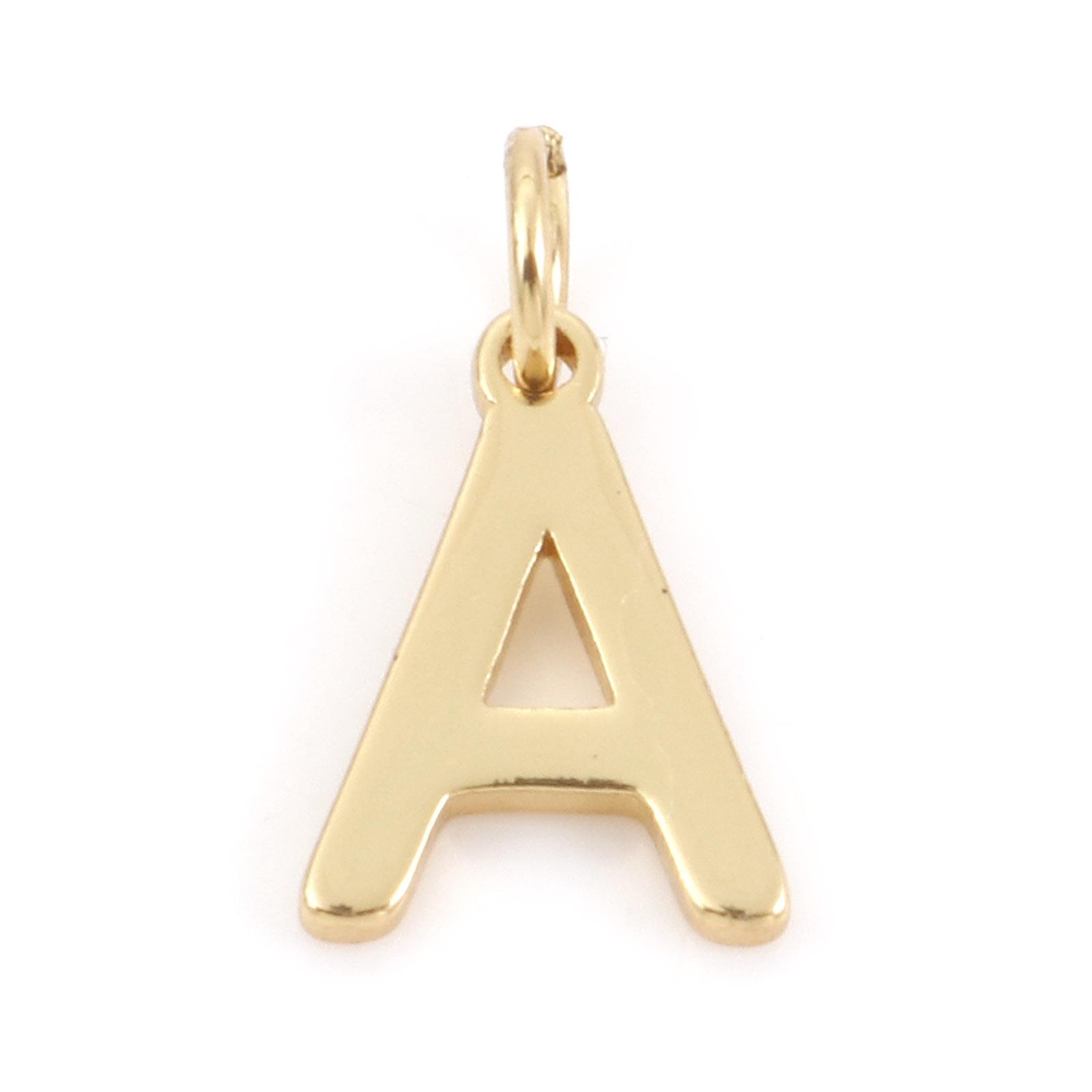 

2PCs Brass Capital Alphabet Charms 18K Gold Plated Letter Message A-Z Pendant For Jewelry Making Necklace DIY Findings