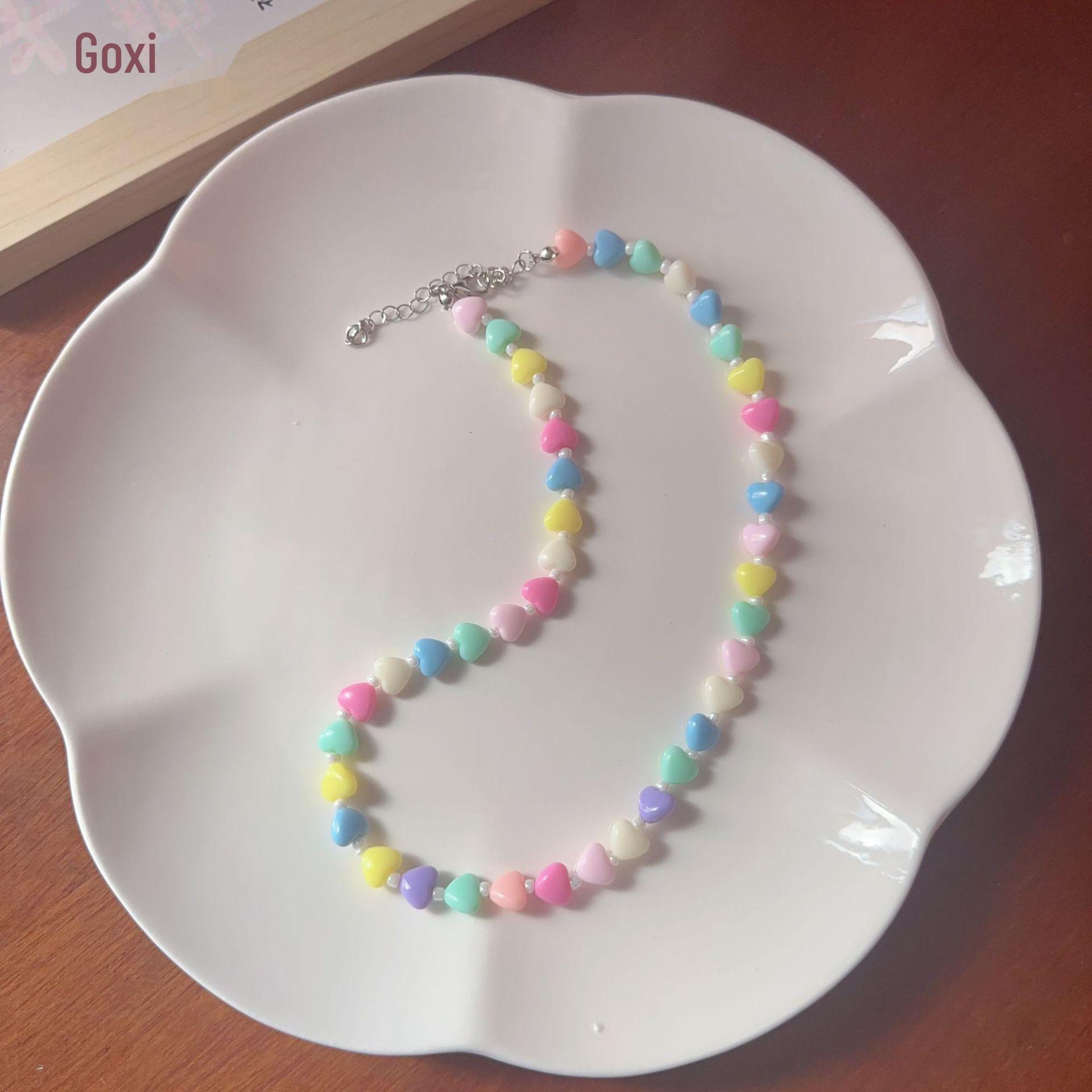 

2023 Корейське намисто з бісеру ручної роботи «Райдуга» зі смайликом, квіткою та перлами