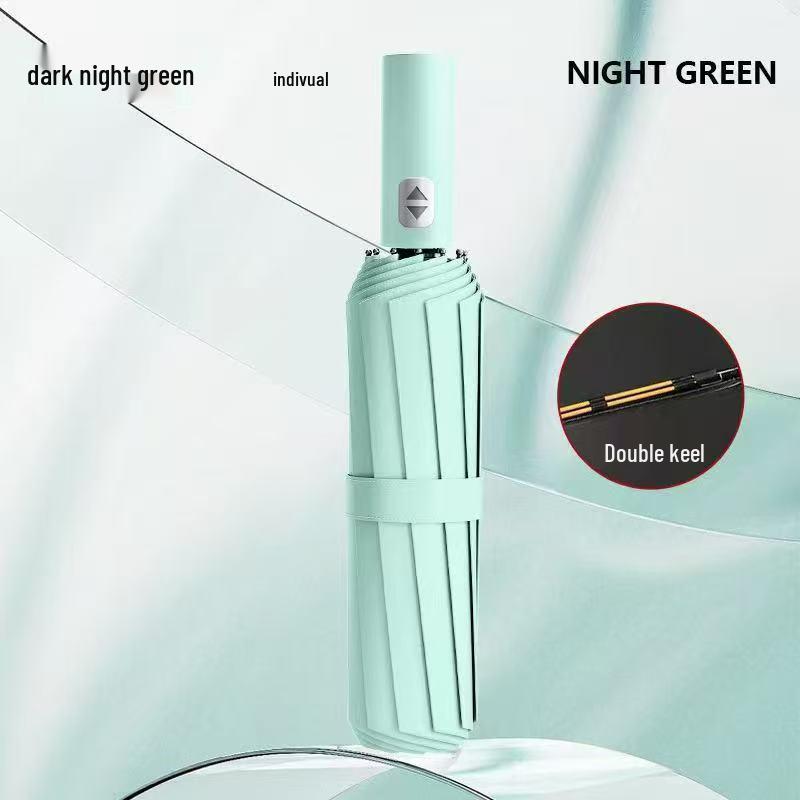 Zakázkový UV černý lepicí deštník proti slunci a dešti – Dámský třídílný design s potiskem loga.