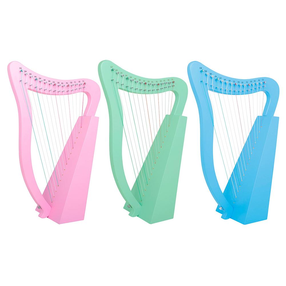 15-string Lyre Harp Solid Wood Portable Adjustable Classical Small Harp Beginners Musical Instrument Gifts