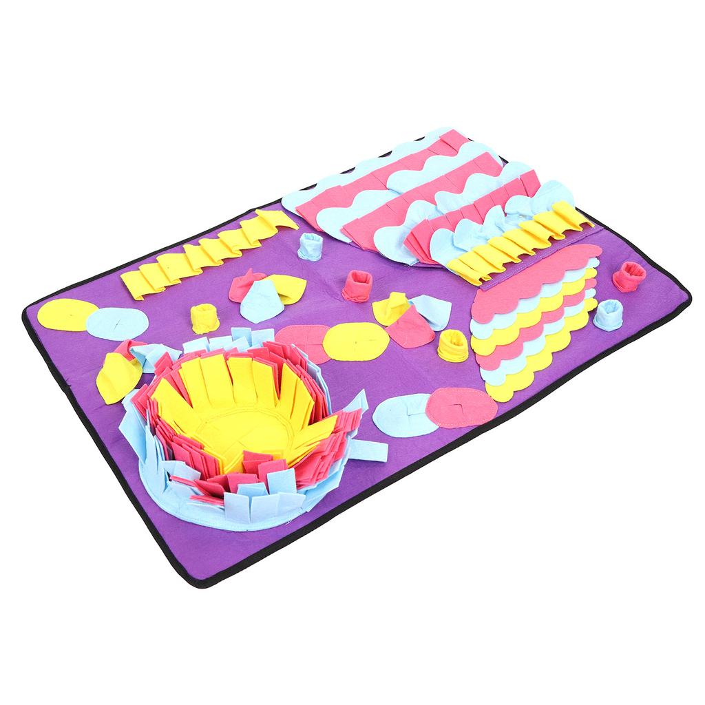 Haustier Schnüffelmatte Waschbare Geruchstrainingsmatte Energie verbrauchen Puzzle Haustierspielzeug Stress abbauen Lila 68x50CM