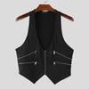 INCERUN Men Deep V Neck Sleeveless Zip-up Irregular Casual Tank Tops Waistcoat