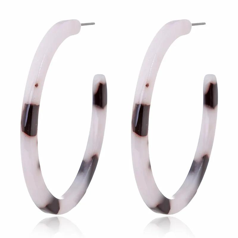 Vintage Leopard Round Acetic Acid Sheet Hoop Earrings For Women Big Minimalistic Circle Acrylic Earrings New Boho Jewelry