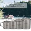 Ultralehký titanový hrnek Outdoor Přenosný Kempingový Piknikový Hrnky na vodu se sklopnou rukojetí 300ml / 350ml / 450ml / 550ml / 650ml