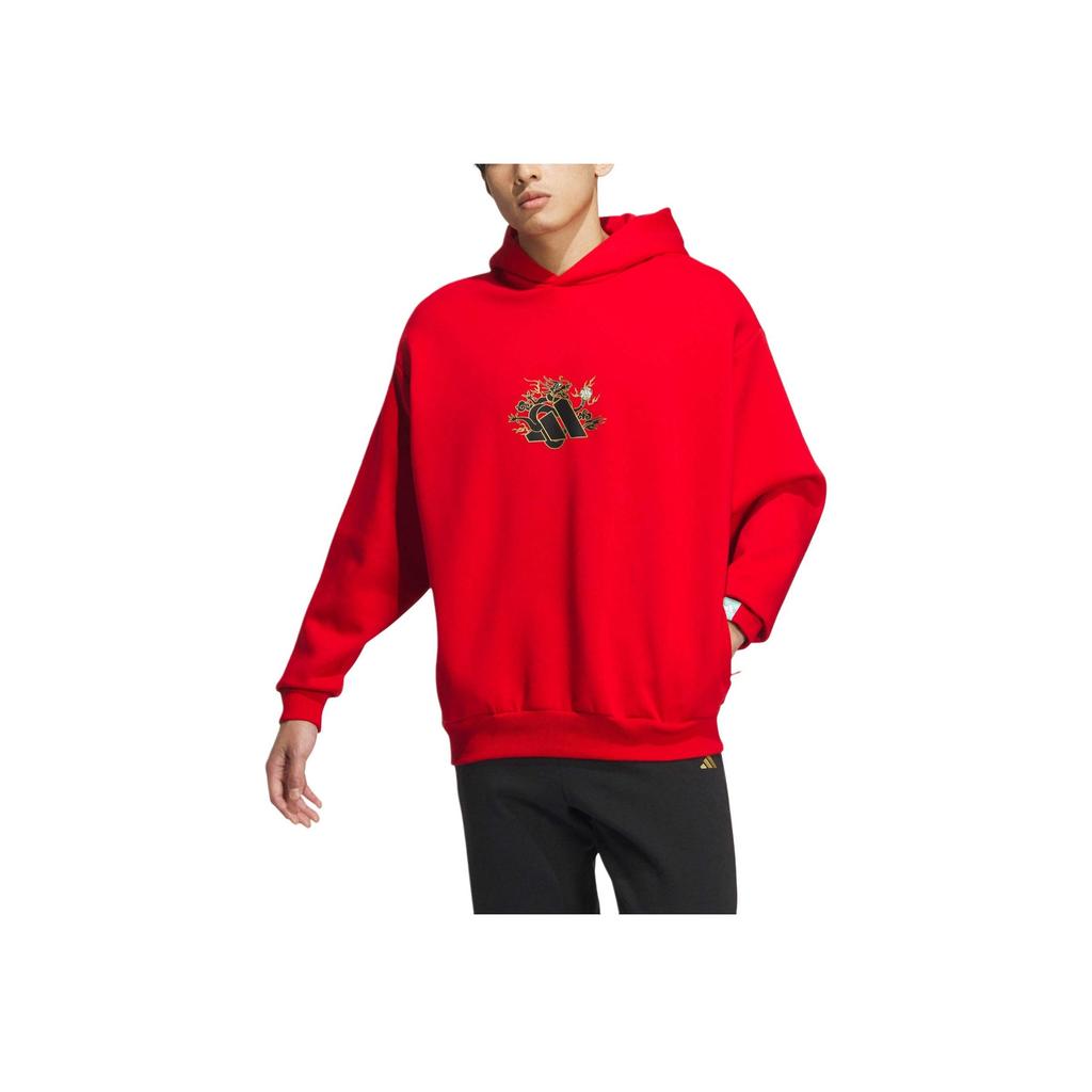 Adidas Originals FW23 Dragon Year CNY Series Hoodie With Dragon Print Logo Unisex Tops Red JE3500