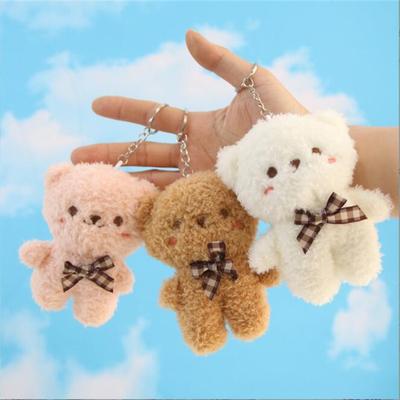 Brinquedos de Pelúcia Urso Fofo Pequeno Pingente Laço Fofo Cor Sólida Boneca de Ursos Brinquedo de Pelúcia Macio Para Crianças Natal Presente Meninas 10CM
