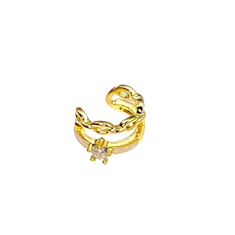 Double-Layer Rhinestone Bow Ear Cuff for Women, Personalized No-Piercing Earring, 16K Gold