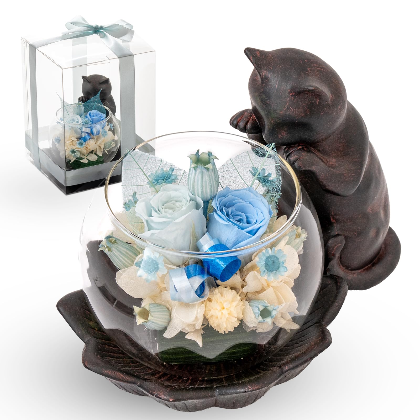 

Utihana Preserved Rose Cat Perfect for and Other Special Occasions Cat Flowers, Motif, Birthdays, Retirements, (Blue, Lover)