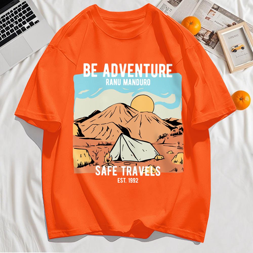 Be Adventure Desert Safe Travels Print Mens T-Shirt Cotton Summer T Shirts Sport Loose Short Sleeve O-Neck Clothes