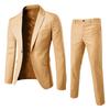 Men Suit Anti Deformation Formal Suit Turndown Collar Pure Color One Button Suit Set Daily Wear 2 Pieces Set