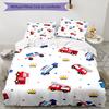 3pcs fire trucks police cars Bedding Set Duvet Cover Closure Includes 1 Duvet Cover & 2 Pillowcases, Soft and Comfortable for All Seasons.