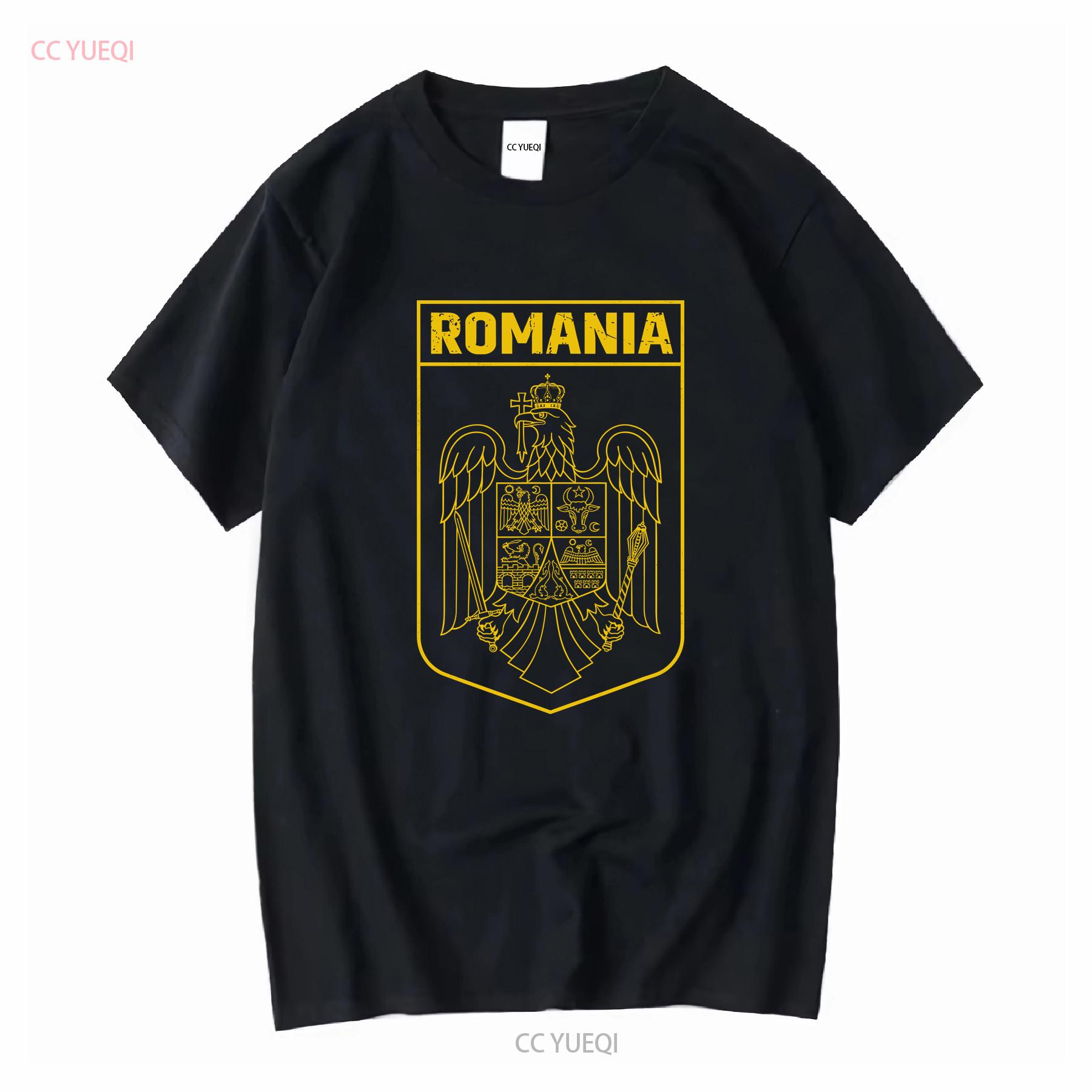 

Mens Romania Patriotic Flag T Shirt National Logo Country Coat Of Arms Romanian s long or short sleeves vintage Washed Slightly 4XL