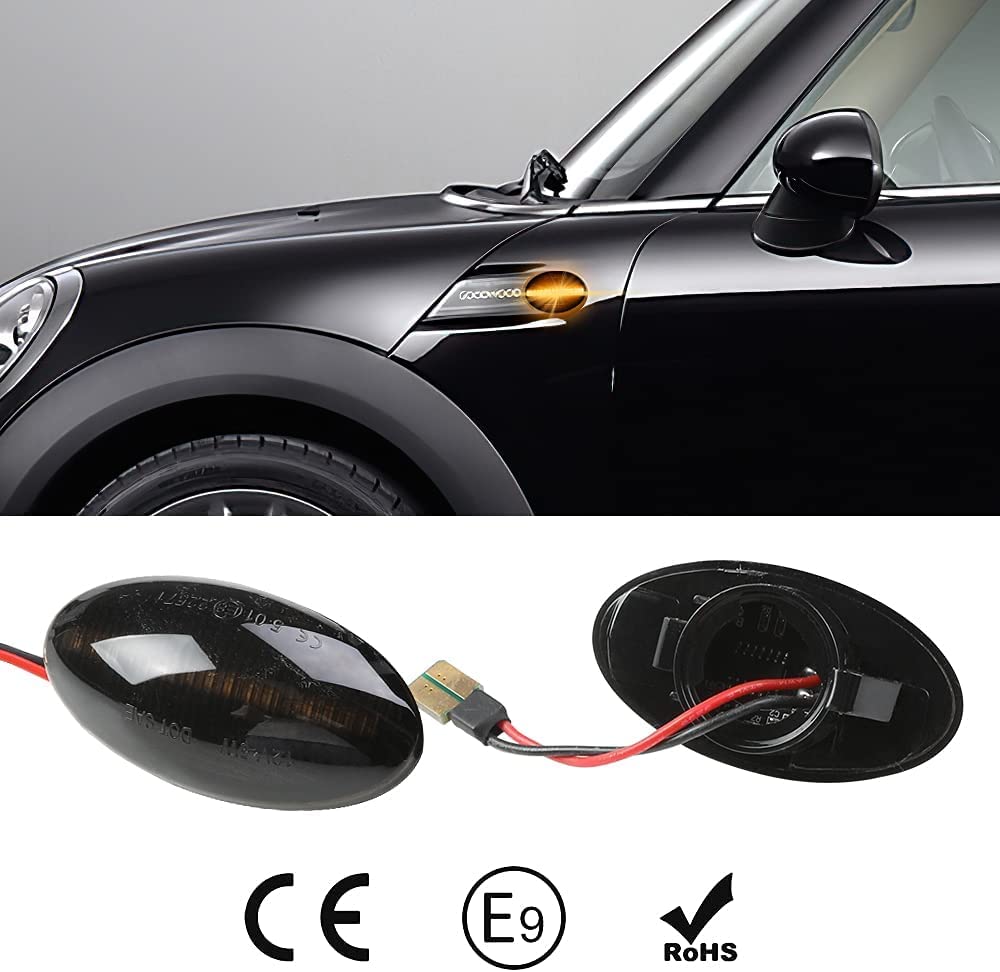 hotimp compatible R50 R52 R53 sequential fiber LED smoke lens side marker turn signal MINI