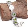 Silver Bracelet Sterling  Peridot Gemstone Quartz Quartz, 7-8" Green