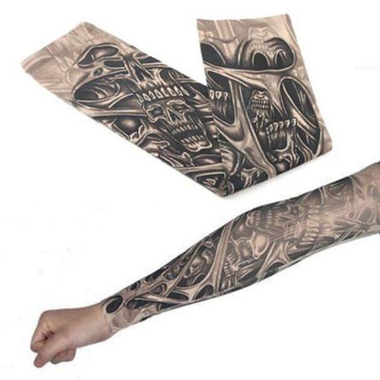 Unisex rekbare UV-bescherming Fietsen Outdoor Fake Slip On Tattoo Arm Sleeve