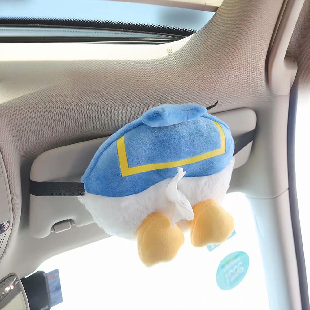 Car  Armrest  Box  Tissue  Box Plush Cartoon Animal Shaped Tissue Box Sun Visor Hanging Drawer