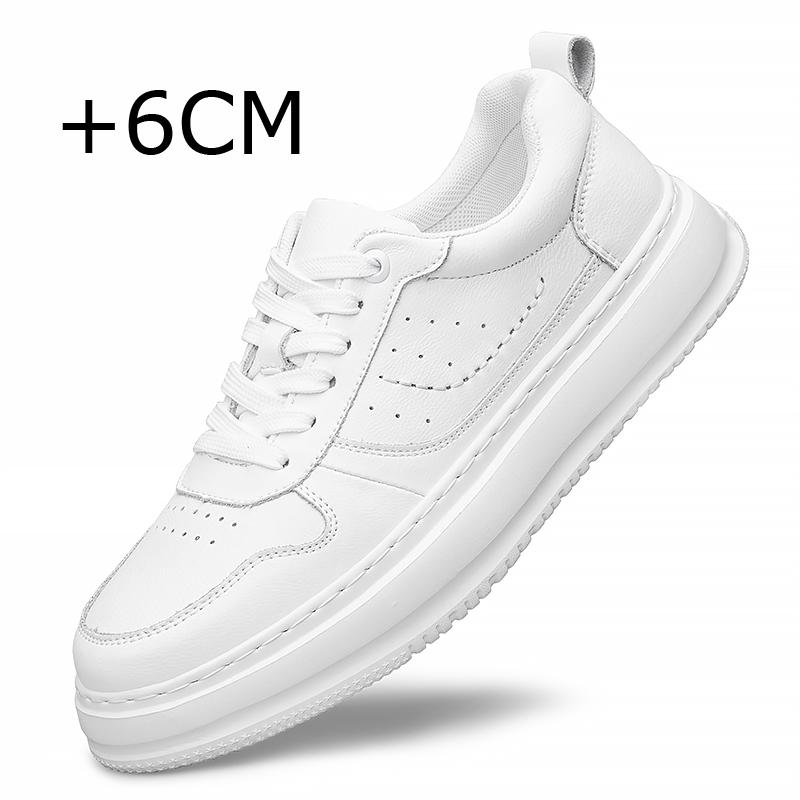 Fashion Genuine Leather Male Shoes White Casual Shoes Height Increase 6cm Men's Shoes Leisure Walk Men's Sneakers Skateboard Footwear