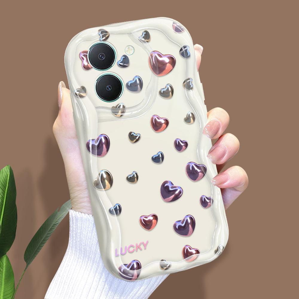 Niedliches Cartoon-Muster Creme Textur Gehäuse Wellenförmiger Rand Weiche Silikonhülle Telefonhülle für Vivo