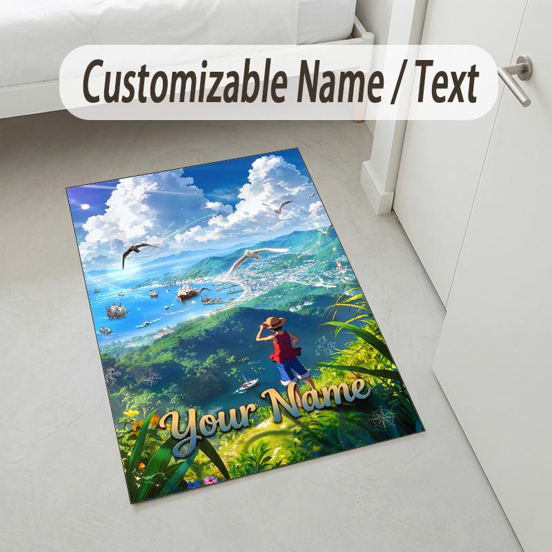 Personalized Crystal Velvet Carpet,One Piece Custom Printed Name, Plush Area Rug For Home Indoor Decor