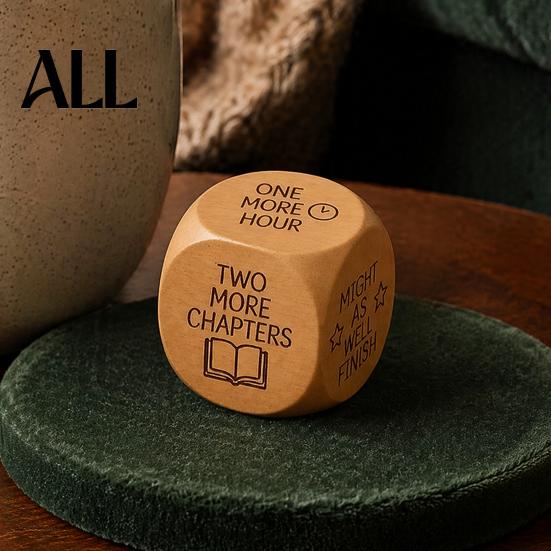 Book Club Reading Incentive Wooden Decision Dice, 6-Sided Wood Engraved Quotes Prompt, Natural Bookish Daily Habit Tool Charm, Fun Companion