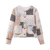 Giacca da donna alla moda con stampa vintage in cotone e maniche lunghe con scollo rotondo