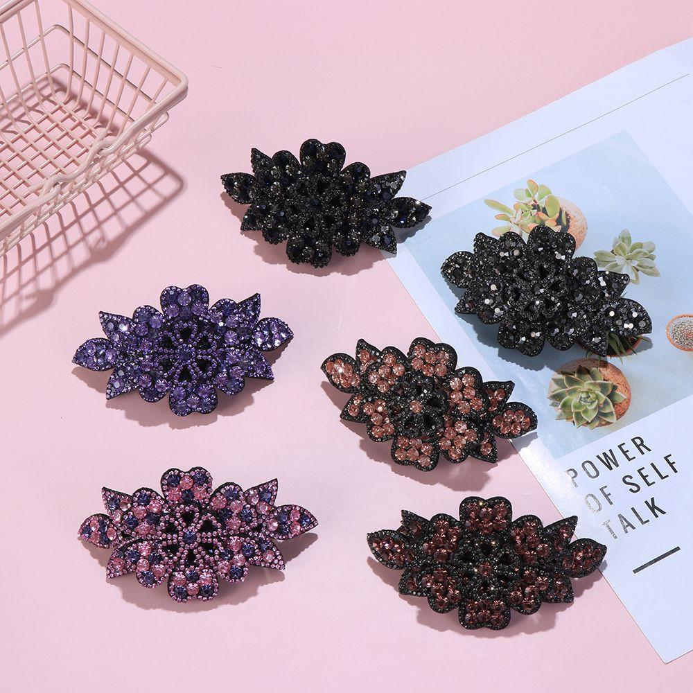 Headwear Women's Fashion Durable Flexible Hairgrip Hairpins Rhinestone Hair Clip Crystal Flower